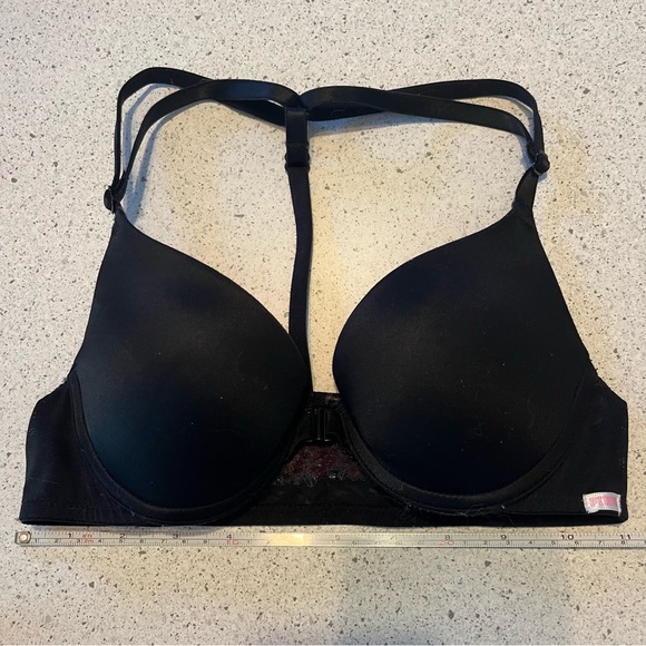 VS PINK Black Push-Up Bra with Rose Embroidery - Picture 2 of 3